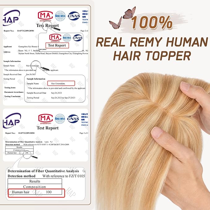 Rich Choices Hair Toppers for Women Real Human Hair 100% Remy Human Hairs Topper With Bang for Thinning Hairs Clip in Silk Base Topper 10 Inch #12P613 Golden Brown Mix Bleach Blonde
