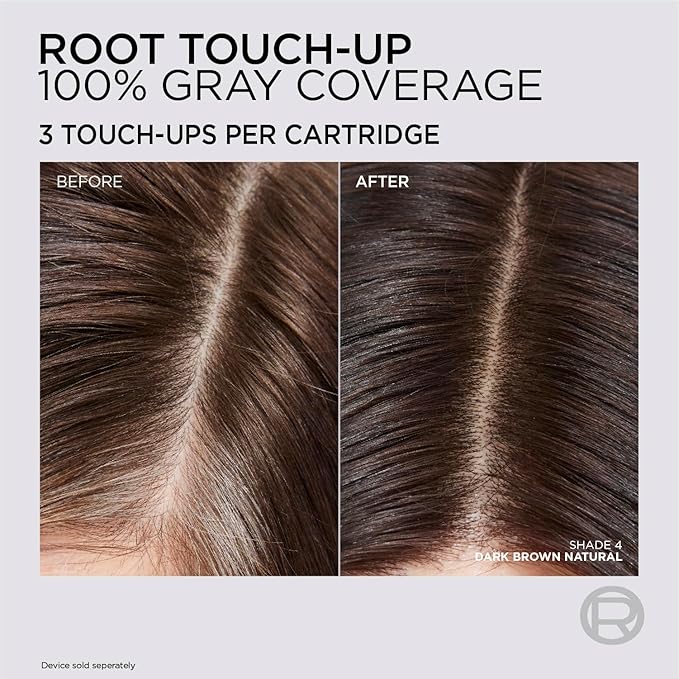 L'Oreal Paris Colorsonic Permanent Hair Dye Cartridge, Vibrant Hair Color for Root Touch Up, Gray Coverage or All Over Color in just 5 Minutes, 4 Dark Natural Brown (Coloring Device Sold Separately)