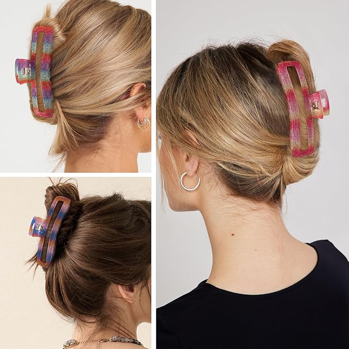 Hair Clip, Rectangle Design for Women Girls, Nonslip French Hair Claw Clips, Strong Hold Hair Jaw Clips, 4 Pack