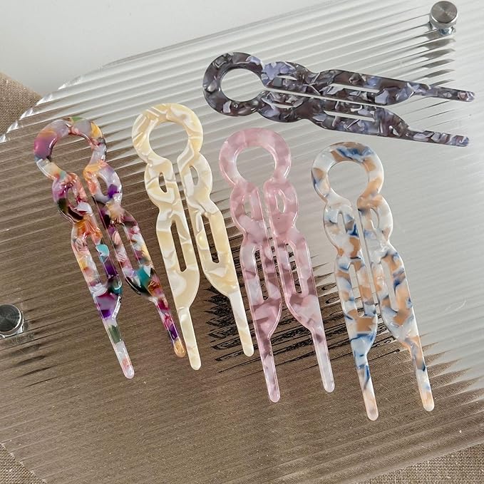 Prestige French Hair Pins, Acetate Leopard Print Hair Pin for Women,Suitable for All Hair Types (E-3PCS)