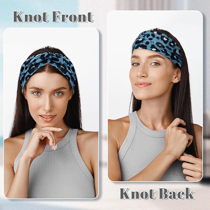 6-Piece Cute Headbands for Women, Stretchy Non Slip Thick Headband for Women’s Hair, Soft Elastic Head Bands for Yoga Running Sport Workout (Cheetah Print)