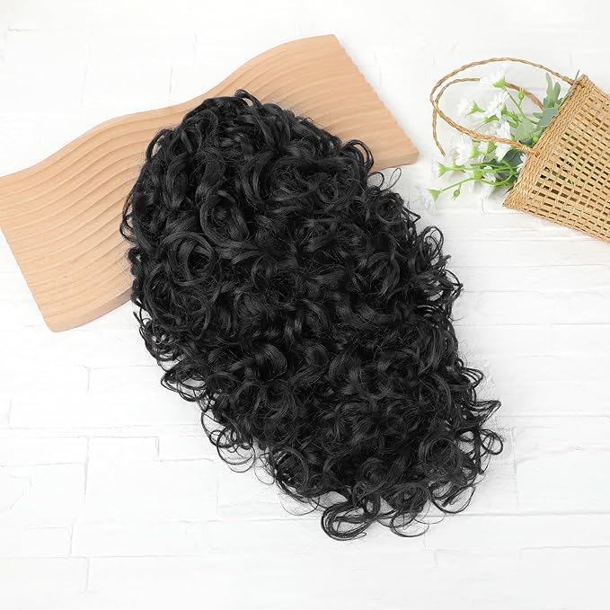 Flufymooz 100％ Pure Protein Ponytail Extension, 18 Inch Curly Claw Clip Ponytail Hair Extensions Natural Soft pony tail hairpiece for women-Natural Black