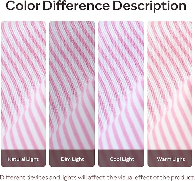 JELLYMONI 100% Natural Cotton Striped Standard Pillowcases Set, 2 Pack White and Thin Pink Striped Pattern Printed Pillow Covers with Envelope Closure(Pillows are not Included)