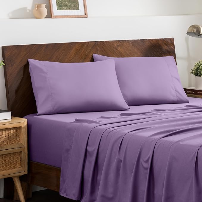 Bare Home Microfiber Pillow Cases - Queen Size Set of 2 - Cooling Pillowcases - Double Brushed - Easy Care - Envelope Closure (Queen Pillowcase Set of 2, Lavender)
