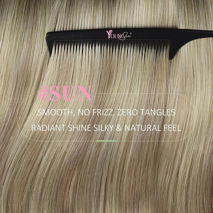 YoungSee Tape in Hair Extensions Balayage Ash Blonde Ombre Platinum Blonde Human Hair Tape in Extensions Balayage Tapes Real Hair Extension Invisible Tape-in Hair Extension for School 18In 50g 20pcs