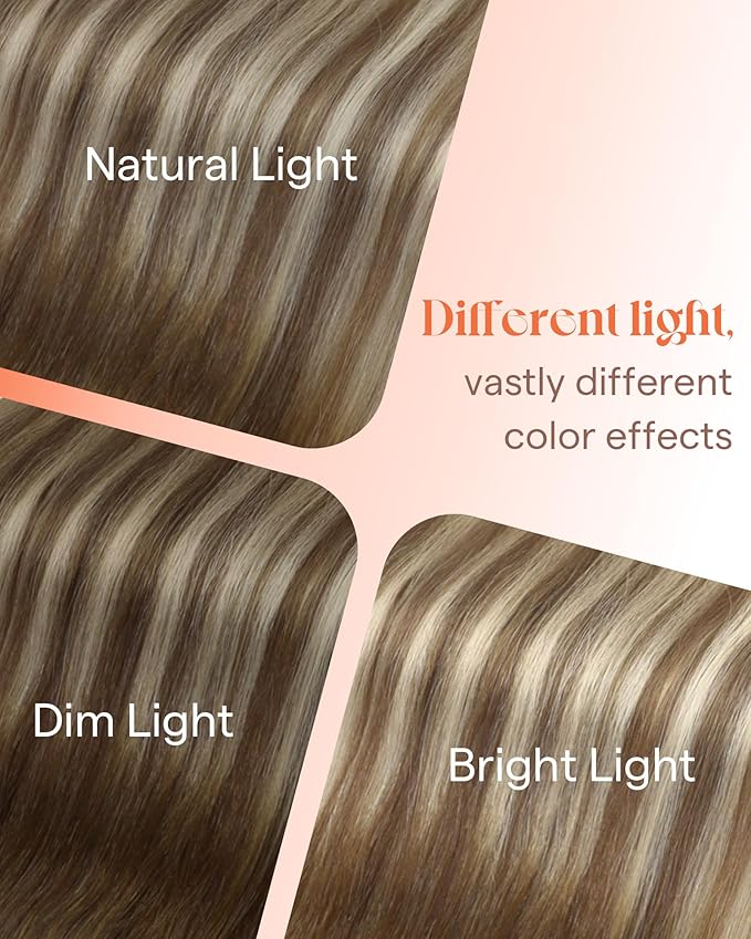 Sunny Hair Tape in Hair Extensions Real Human Hair Invisible Remy Hair Extensions Tape ins for Women Medium Brown Ombre PLatinum Blonde Balayage 24 inch 25G