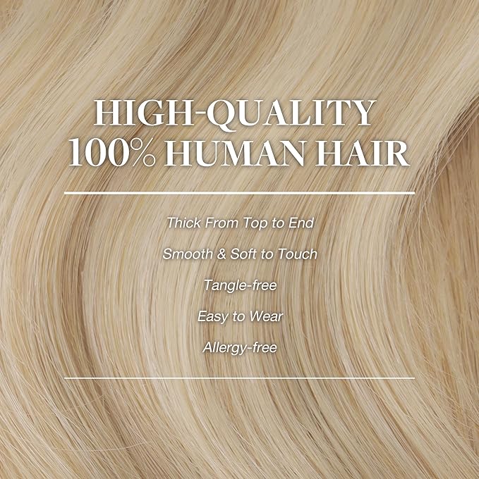 GOO GOO Clip in Hair Extensions Real Human Hair, Remy Human Hair Extensions Clip ins for Women, Natural Human Hair, 18inch 120g 7Pcs, 18A/613A Dark Blonde Highlighted Bleach Blonde