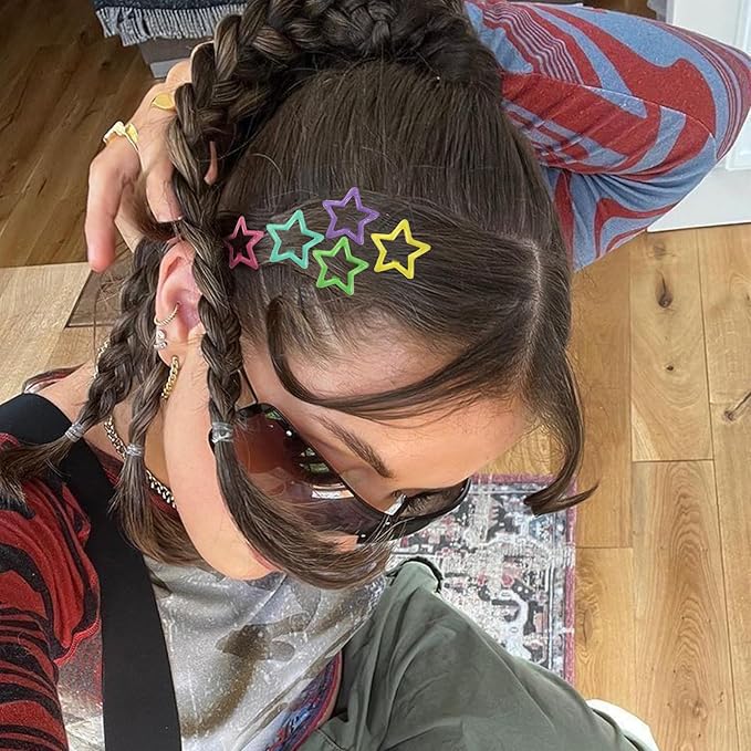 Star Hair Clips Multiple Colors Snap Hair Barrettes Non Slip Star Hair Accessories Metal Hair Clips for Girls Women -30 PCS 1.18"