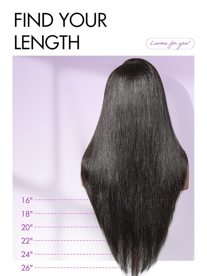 LUVME HAIR 7x6 All-Day Comfor Wig PartingMax Lace Wigs 200% Density Yaki Straight Lace Front Wigs Human Hair Pre Cut Plucked Lace Frontal Glueless Natural Black Color