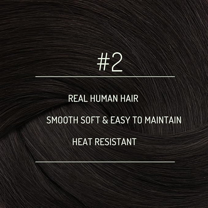 RUNATURE Human Hair Clip in Exensions, Dark Brown Clip in Hair Extensions Real Human Hair for Women, Straight Double Weft Thick Hair Extension 18 Inch 120g 7pcs #2 Dark Brown
