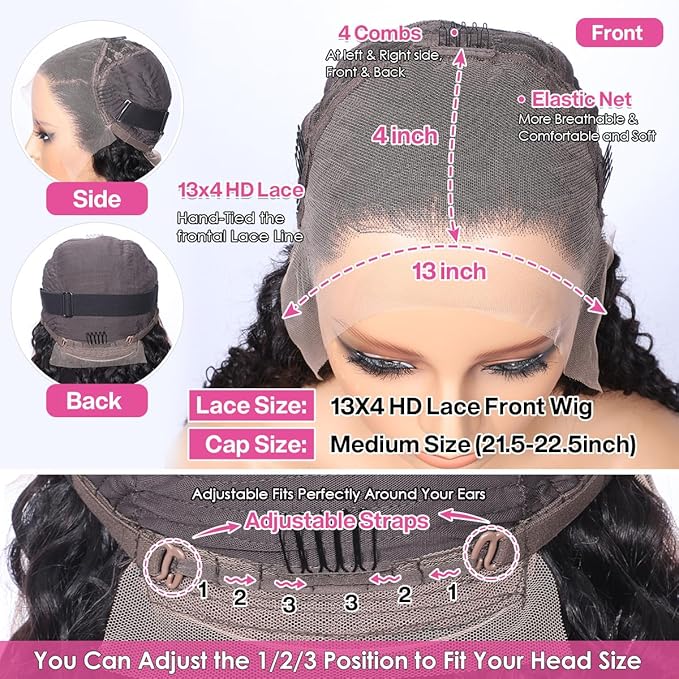 CYNOSURE Lace Front Human Hair Wigs for Black Women 13x4 9A Curly Lace Front Wigs Human Hair Pre Plucked with Baby Hair Natural Black Color(18, Curly Wigs)