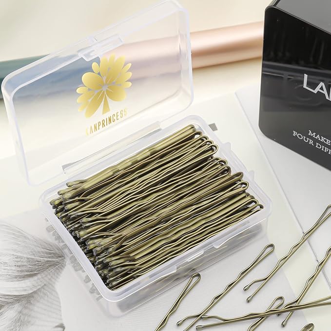 100PCS 2.4Inch Bobby Pins Bronze,Pain-Free Bobby Pins for All Hair Types,Hair Pins for Women Girls,Hairpins for Buns with Box(Bronze)
