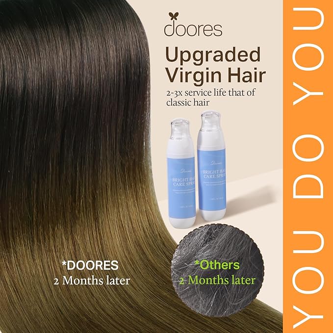 DOORES Seamless Clip in Hair Extensions, Chocolate Dip Color Melt 7pcs 160g 24 Inch, Remy Straight Thick Hair, Invisible Edge