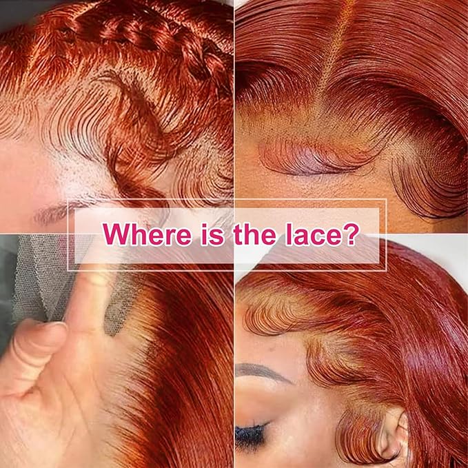 AMIRTY Ginger Wig Human Hair 13X4 HD Transparent Lace Front Wigs Human Hair Pre Plucked with Baby Hair Chestnut Brown #33 Wigs For Women Glueless Wigs Human Hair 20 Inch