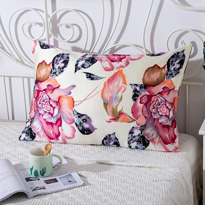 SLPBABY Silk Pillowcase for Hair and Skin with Hidden Zipper Print (Queen, Pattern20)