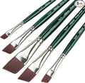 Silver Brush Limited RS-2551S Ruby Satin Short Handle Angle Brushes with Stiff & Flexible Synthetic Bristles, 5pc Professional Painting Set for Oil and Acrylic, Size 1/4, 3/8, 1/2, 5/8, and 3/4 Inch