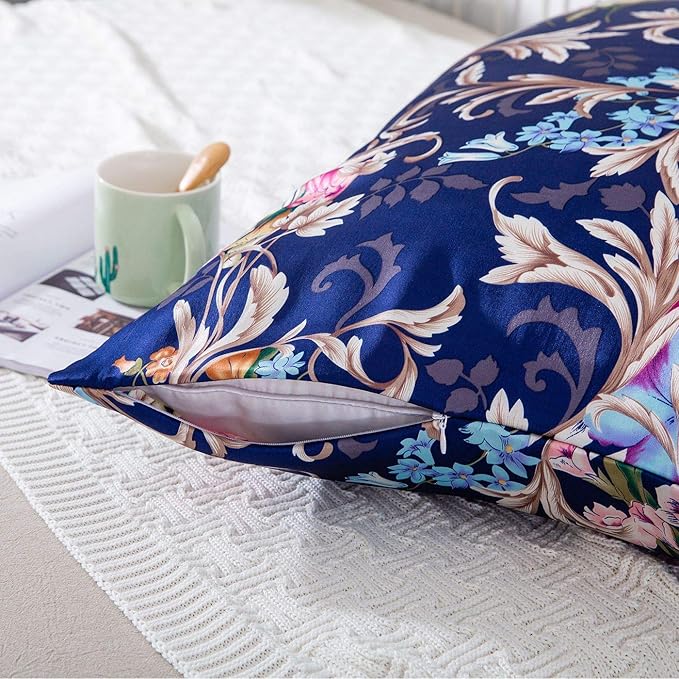 SLPBABY Silk Pillowcase for Hair and Skin with Hidden Zipper Print (Standard, Pattern4)