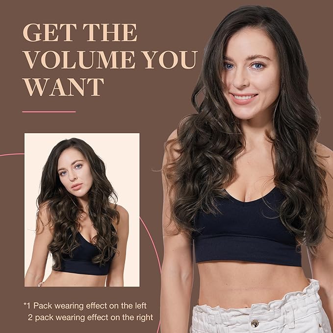 GOO GOO Clip in Hair Extensions Real Human Hair, Remy Human Hair Extensions Clip ins for Women, Natural Human Hair, 24inch 170g 7Pcs, #2A Light Brown