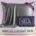 DECOLURE 100% Pure Mulberry Silk Pillow Case King Size – Highest Grade 30 Momme 6A+, Luxuriously Soft & Cooling Silk Pillowcase for Hair & Skin, Hypoallergenic, Breathable, Hidden Zipper (Grey)