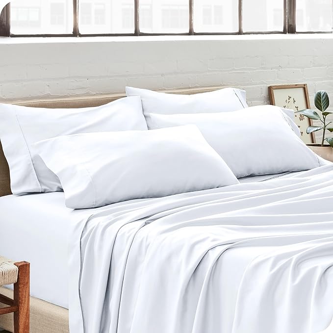 Bare Home Microfiber Bulk Pillow Cases - Standard/Queen Size Set of 4 - Cooling Pillowcases - Double Brushed - White Pillowcases 4 Pack - Easy Care (Standard - 4 Pack, White)