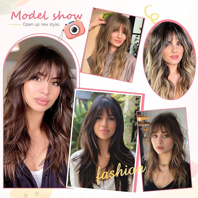 Clip in Bangs 100% Real Human Hair, French Bangs Hair Clip, Fake Bang Fringe with Temples Hairpieces for Women Daily Wear (Natural Black, French Bangs)
