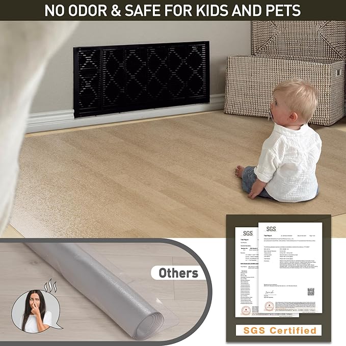 Clear Plastic Area Mat for Under Dining Table, 8'×10' Large No Slip Waterproof Vinyl Area Rug for Home, Anti-Spill Hard Floor Protector Cover, Splat Mat for Under High Chair, Easy Clean Floor Mat