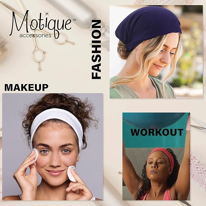 Motique Accessories Tan Wide Cotton Head Band Solid Boho Yoga Style Soft Hairband for Women
