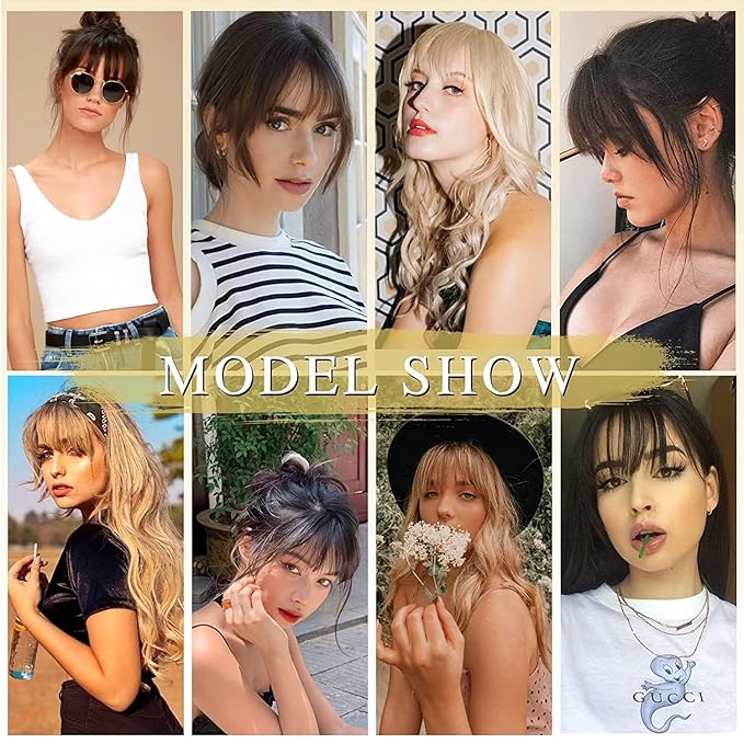 NAYOO Wispy Bangs Hair Clip - Ash Blonde 100% Real Human Hair Clip in Bangs for Women Fringe with Temples Hairpieces for Daily Wear (Ash Blonde, Wispy Bangs)