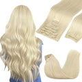GOO GOO Clip in Hair Extensions Real Human Hair, Remy Human Hair Extensions Clip ins for Women, Natural Human Hair, 16inch 150g 9Pcs, 60A Platinum Blonde