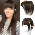 NAYOO Hair Toppers for Women Real Human Hair, 360° Cover Clips in Full Fringe Fake Bangs Hair Pieces for Women Girls Daily Wear (2# Darkst Brown)