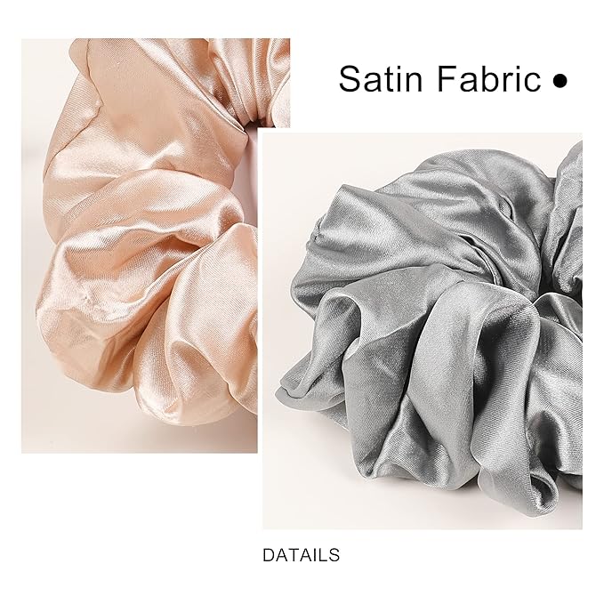 Silk Satin Hair Scrunchies for Women Girls - Big Large Jumbo Scrunchie for Sleep Cute Gaint Oversize Scrunchy for Thick Hair
