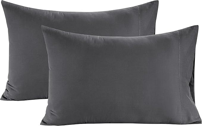 Lane Linen 100% Organic Cotton Pillow Cases King Size (20"x36") - King Size Pillow Cases Set of 2 - Pure Organic Cotton Pillowcases - King Pillow Cases Set of 2 - Charcoal Black Pillow Cases Set of 2