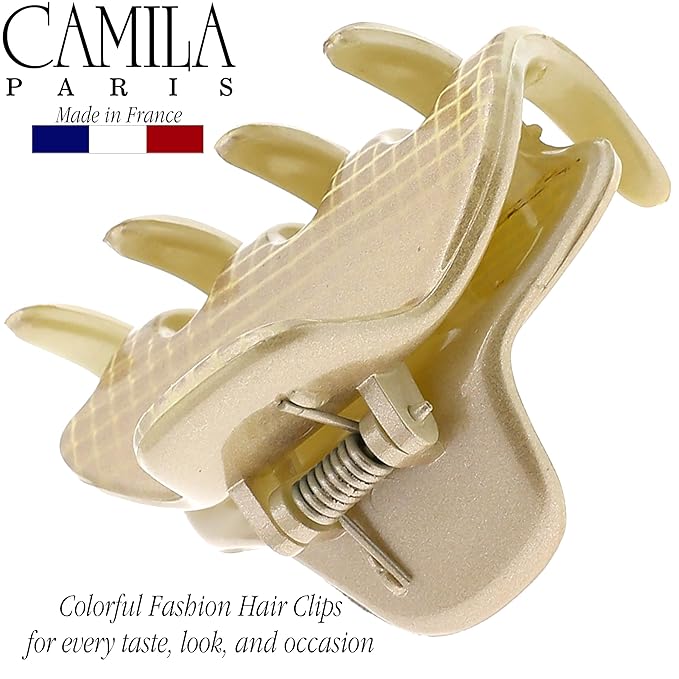 Camila Paris CP3195 French Hair Clip for Women, Small, Gold 2 inches Girls Hair Claw Clips Jaw Fashion Durable and Styling Hair Accessories for Women, Strong Hold No Slip Grip, Made in France