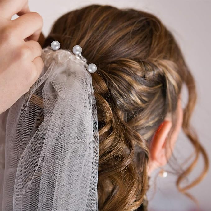 32 Pieces Wedding Pearl Hair Pins Bridal Pearl Rhinestone Hair Accessories U Shape Barrette for Bride Bridesmaid Women(Gold)
