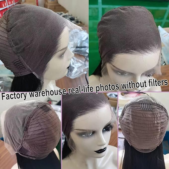 Lemoda Full 13x6 SKINLIKE Real HD Lace Frontal Wigs 210% Density 15A Straight 13x6 Full Lace Frontal Virgin Human Hair Wigs 20Inch Invisible 0.1mm Ultra-thin Knots Frayed Ends Lace Wig