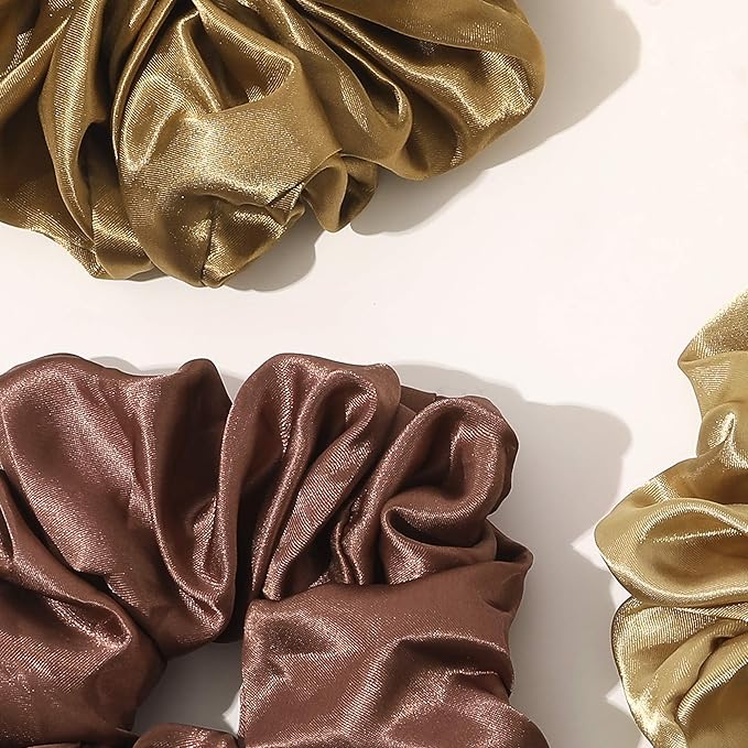 Scrunchies Hair Ties for Women - Big Silk Satin Scrunchie Exra Large Jumbo Gaint Oversized Cute Scrunchy for Curl Thick Hair Ligas Para el Cabello De Mujer Decorations Hair Accessories Gift for Girls