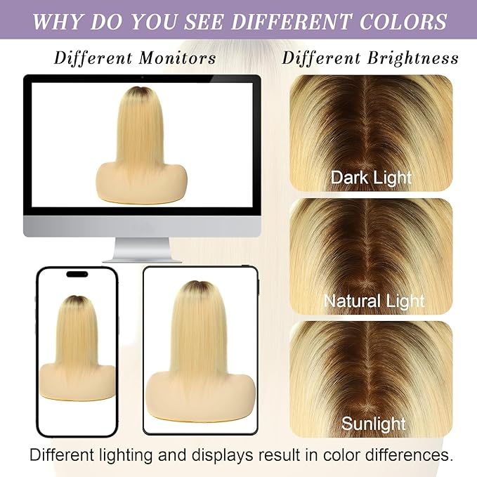 Womens Real Human Hair Toppers for Thin Hair #T3/60, 18 Inch Length 3x5 Inch Injected Silk Base 130% Density Hair Pieces