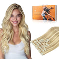 DOORES Human Hair Extensions Clip in, Dirty Blonde Highlight Golden Blonde 120g 7pcs 22 Inch, Clip in Hair Extensions Real Natural Thick Silky Hair