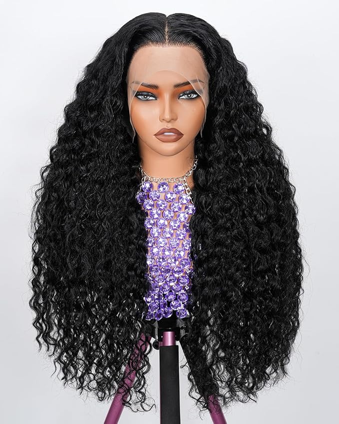 13x6 Deep Wave Lace Front Wigs Human Hair 180% Density Curly Wigs for Black Women 13x6 Wet and Wavy HD Transparent Lace Frontal Wigs Human Hair Pre Plucked with Natural Baby Hair 20inch