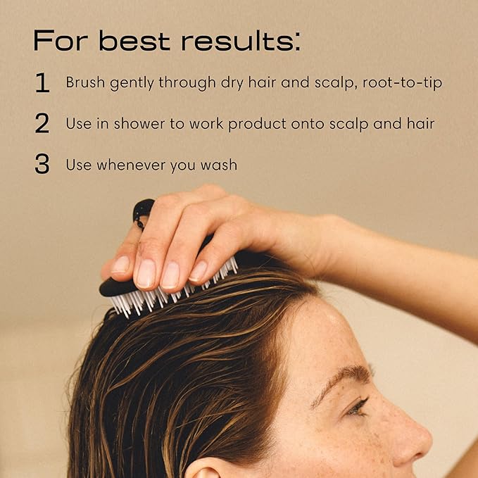 Jupiter Scalp Exfoliator - Scalp Massager Tool for Wet & Dry Hair - Ergonomic Detangler Brush - Dandruff Comb & Scrub to Remove Dandruff & Buildup and Support Circulation - Black/White