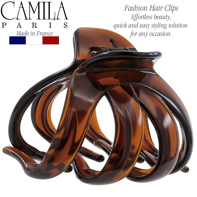 Camila Paris AD704 Small French Octopus Hair Clip for Women Thick Hair for Long Curly Wavy Hair, Girls Hair Claw Clips, Styling Big Claw Clip for Thick Hair, Strong Hold No Slip Grip, Made in France