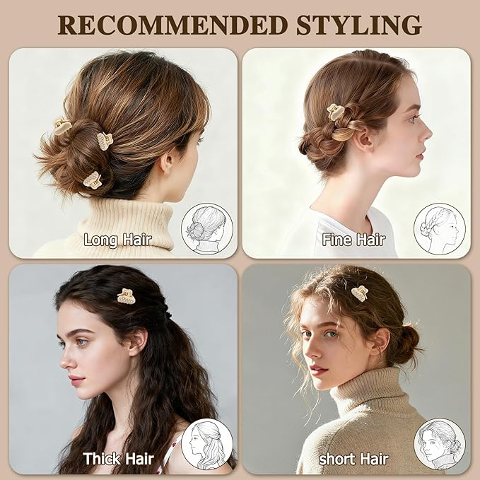 2026 Premium Durable Hair Claw Clip for Women, Original Italian Designed Strong Grip Hair Bang Clips for Thin Hair, No Slip Jaw Clips with Gift Box for Christmas Birthday Girls, 1.2" Beige Minimal