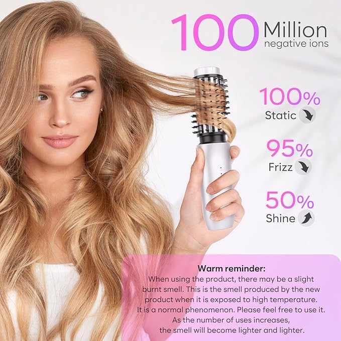 Cordless Curling Iron Brush, 3-in-1 Portable Curling Iron, 2024 New Hair Straightener Comb, 7000Mah USB Rechargeable Travel Hair Curler for Women, White