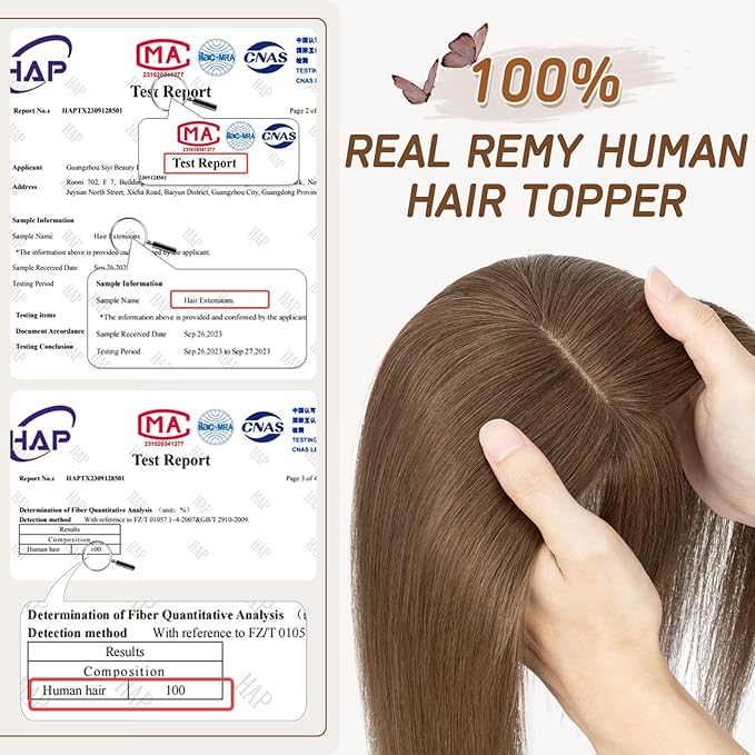 Rich Choices Real Human Hair Toppers for Women With Bang 100% Remy Human Hair Topper for Thinning Hair Clip in Silk Base Hair Topper 10 Inch #4R Chestnut Brown