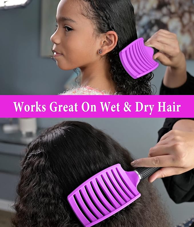 Detangling Brush Boar Bristle Hairbrush for Adult & Kids Wet or Dry Hair - KTKUDY Detangler Hair brush Getting Knots Out without Pain - Adds Shine and Makes Hair Healthier (Set of 2)