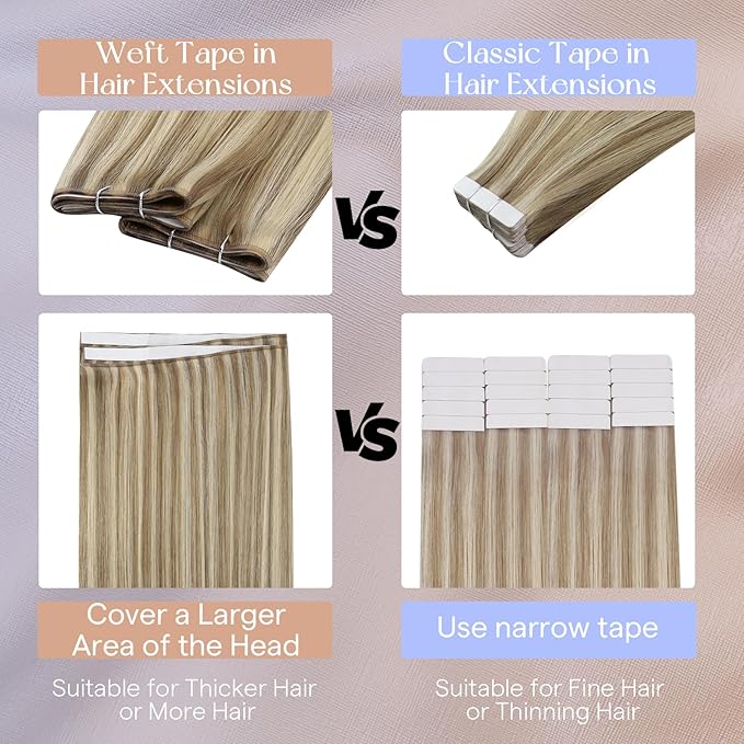 Full Shine Blonde Tape in Weft Hair Extensions Human Hair Color 16 Highlight 22 Blonde Wide Tape Genius Weft Tape in Hair Extensions 24Inch Cuticles Aligned Travel Friendly Styling 50G One Piece