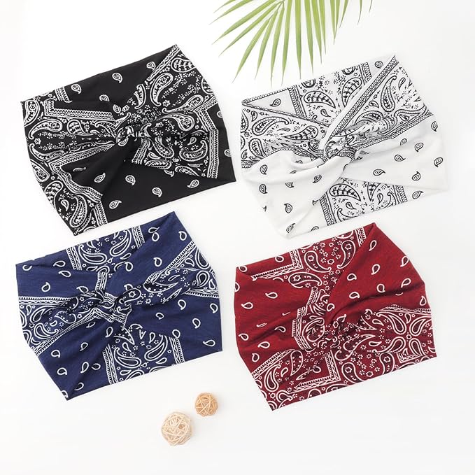 Extra Wide Headbands for Women Large Turban Headband Non Slip Boho Elastic Hairband Hair Twisted Knot Head Bands Accessories