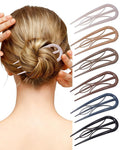 French Hair Pin for Women - U-Shaped Hair Fork for Updos, Chignons & French Twists, Durable Acrylic, Secure & Elegant Styling for All Hair Types (Neutral Colors)