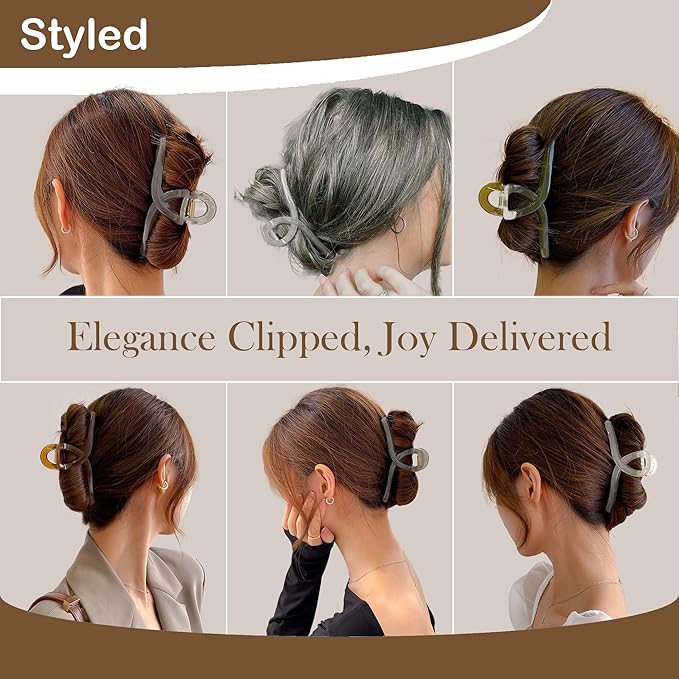Big Hair Claw Clips 5-Pack 4.3" Non-Slip Hair for Women and Girls with Long, Thick Hair Jelly & Matte Clips (Jelly-D 5pcs 4.3")