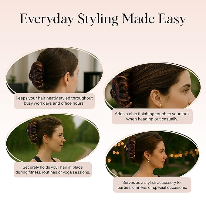 Kitsch Octopus Claw Clips for Women - Cute & Stylish Hair Clips for Everyday Use, Octopus Claw Clip for Thick Hair | Ideal Gifts for Women - Black & Tortoise, 2pcs